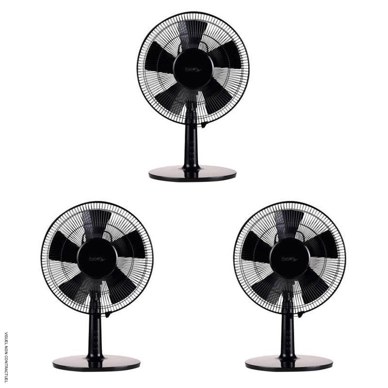Lot de 3 ventilateurs de table noir Alizé - AXELAIR