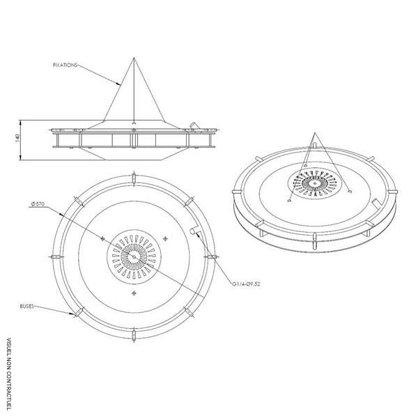 Ventilateur brumisateur Sky Fog 360 avec couronne et accessoires de raccordement - BRO BRUMISATION